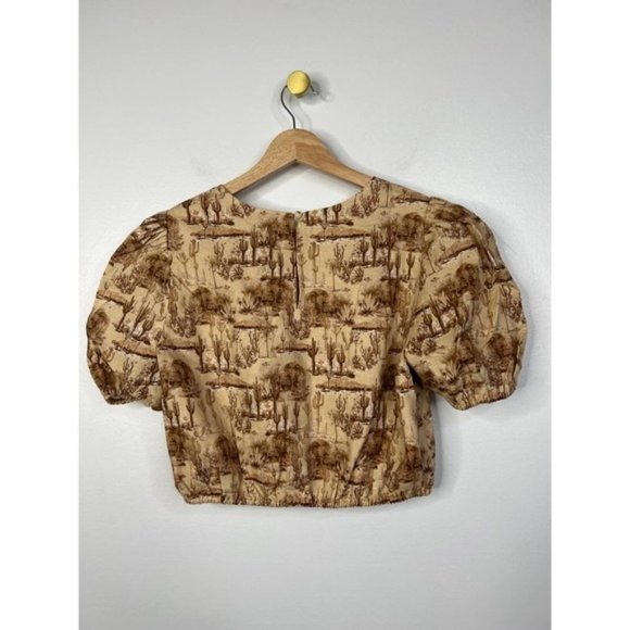 Cami NYC Flor Crop Versatile Puff Sleeve Blouse Top Women's Dessert Size: M NWT - Picture 8 of 11